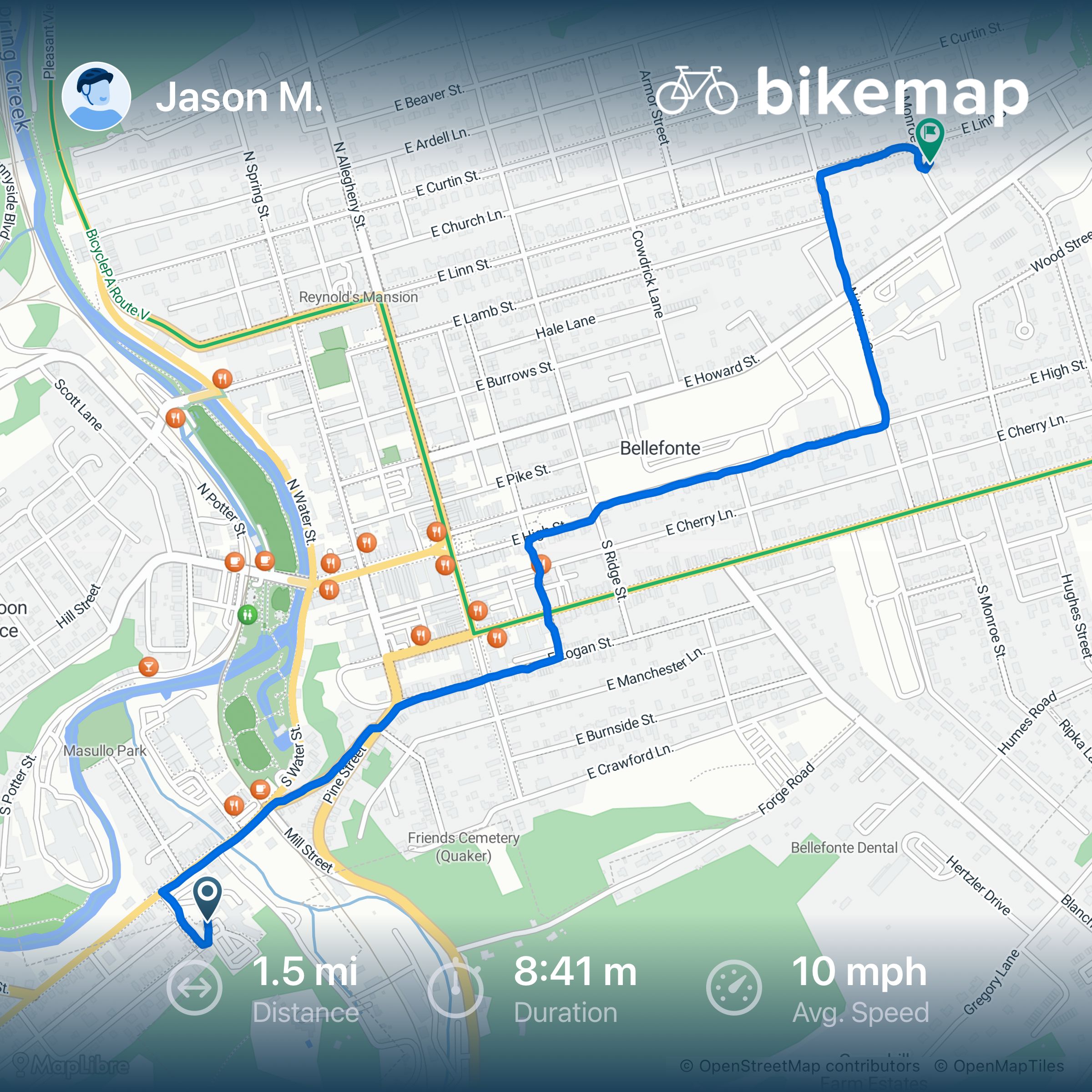 Image from bikemap of my home commute.